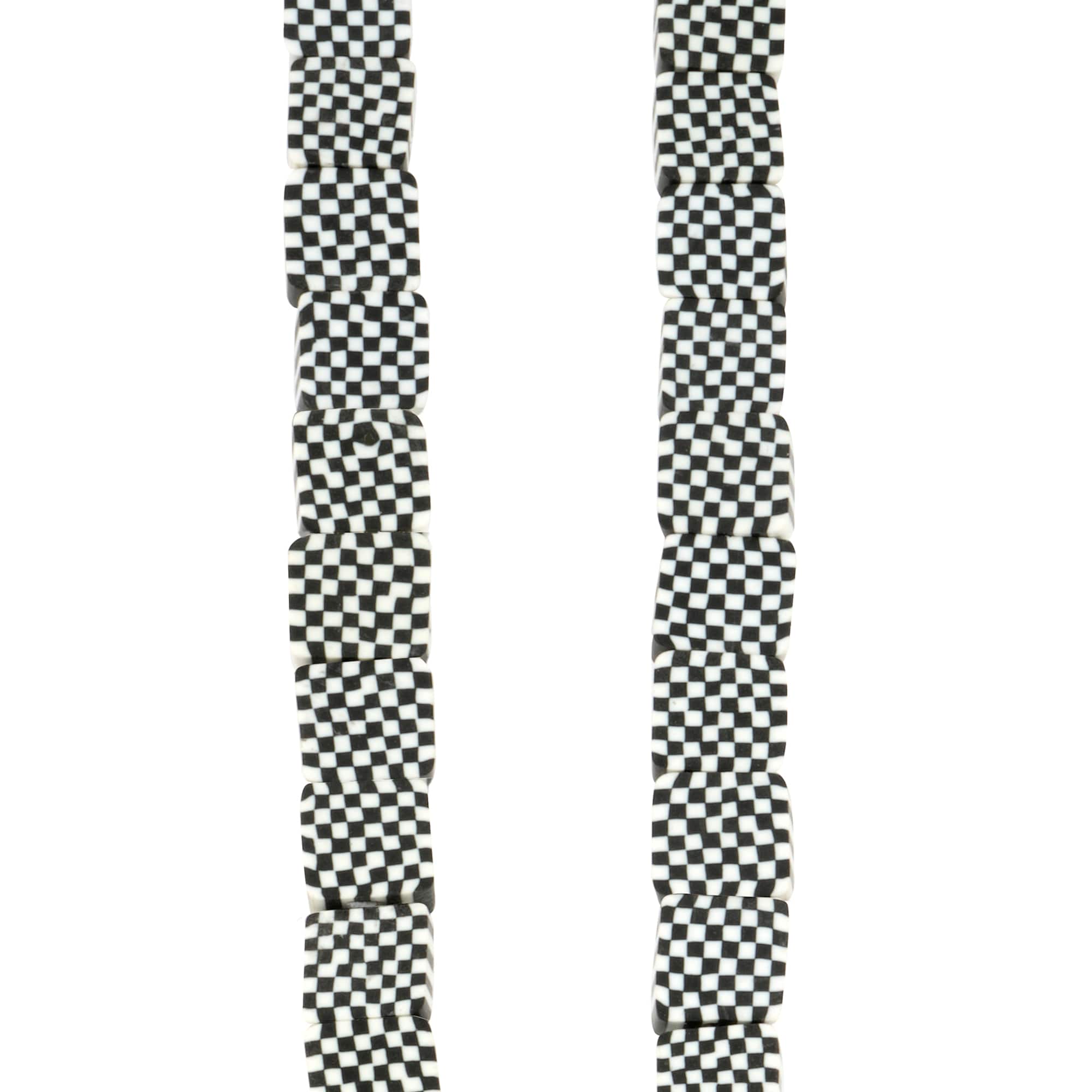 Black & White Checker Clay Square Beads by Bead Landing™
